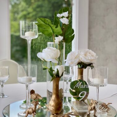 decor masa cuplaje vase si animalute